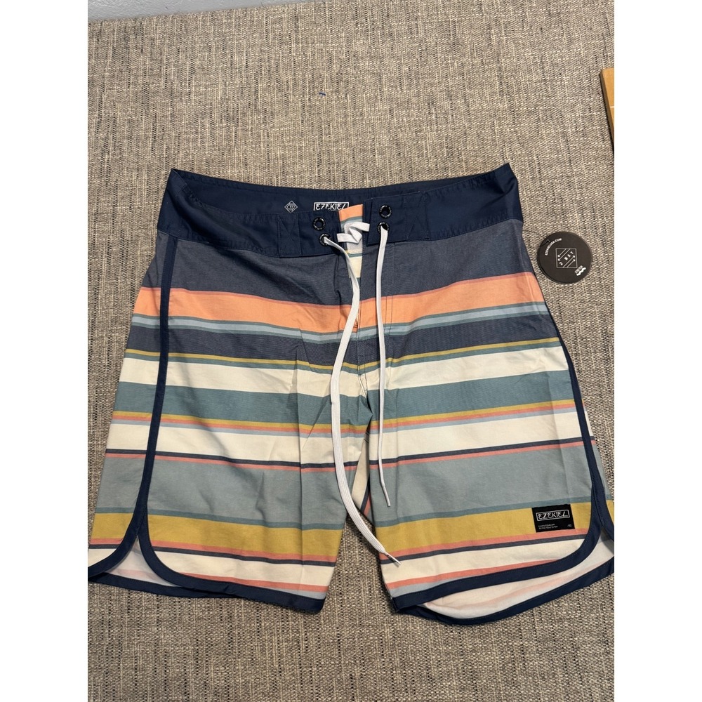 Ezekiel Board Shorts Men's Size 30 Multicolor Striped Lace-Up Front Swim Trunks